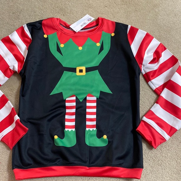 Kids Ugly Holiday Top Elf Themed size 14-16 - Picture 1 of 8